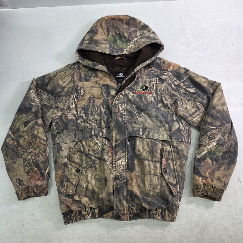 Mossy Oak Canvas Break Up Country Camo Jacket Hooded Puffer Coat Men's M VG+